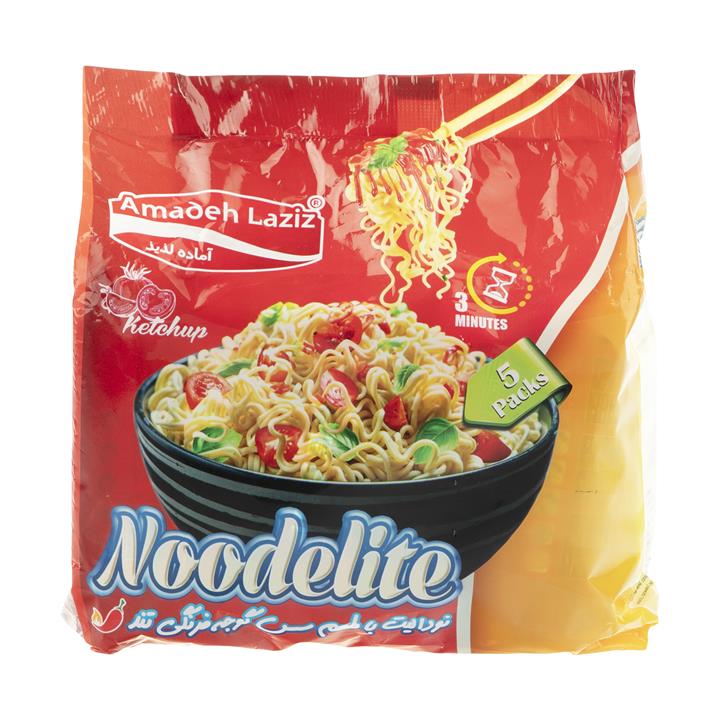 نودالیت آماده لذیذ با طعم گوجه فرنگی تند بسته 5 عددی Amadeh Laziz Spicy Tomatoes Noodelite 5 Pcs